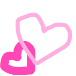 overlay text feature in whatsapp showing two pink hearts